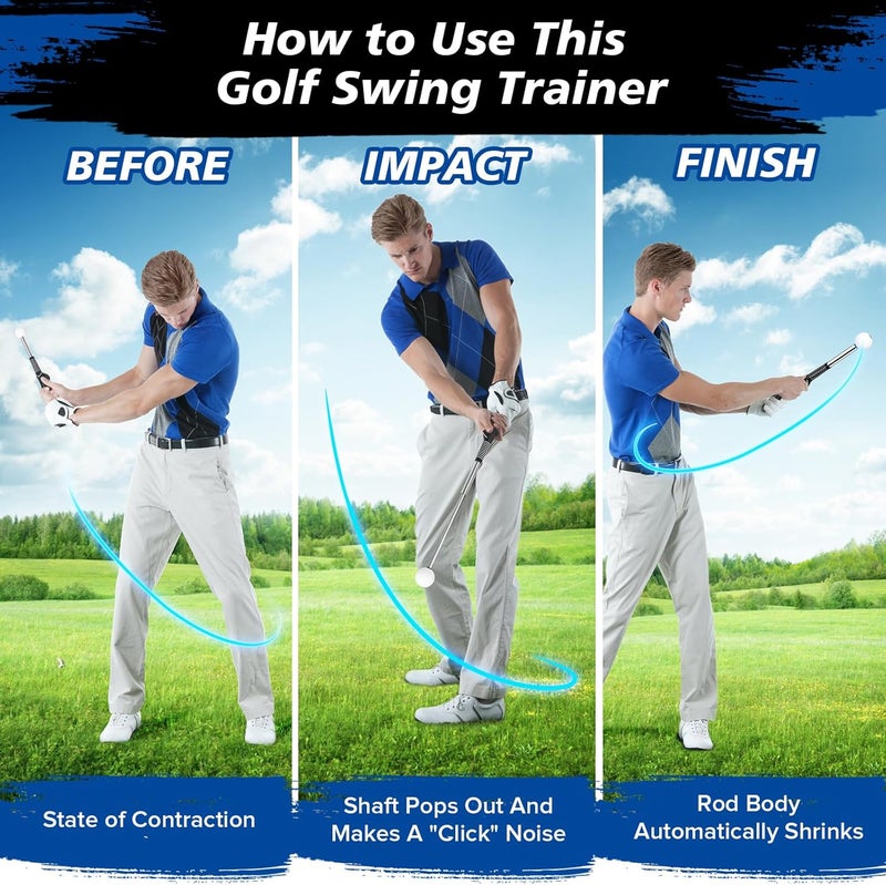KALAUTO Telescopic Club, Retractable Golf Swing Training Aid with Golf Grip Trainer,Practice Golf Stick & Golf Swing Trainer for Warm-up/Indoor Practice/Strength & Tempo Training - Image 3
